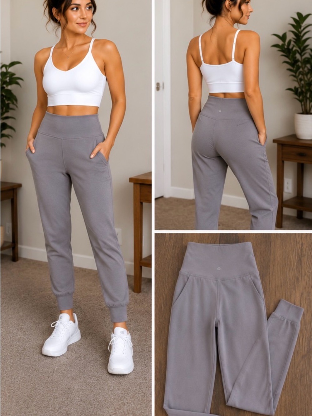 Lululemon High-Rise Jogger Gray/Light Purp Size 4 Side Pocket Performance Pants